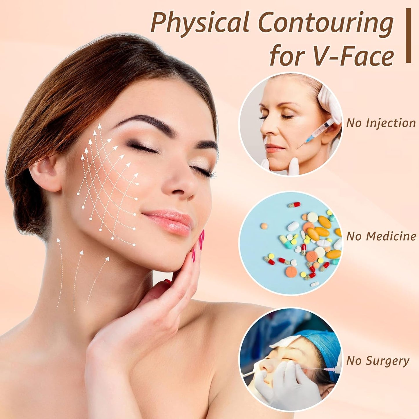 Halneit Chin band with mouth patch function - food-grade silicone V-shaped lift patch, suitable for sleep, double chin reduction, jawline and neck lift, poppy cloud Gane face effect