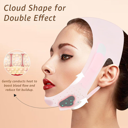 Halneit Chin band with mouth patch function - food-grade silicone V-shaped lift patch, suitable for sleep, double chin reduction, jawline and neck lift, poppy cloud Gane face effect