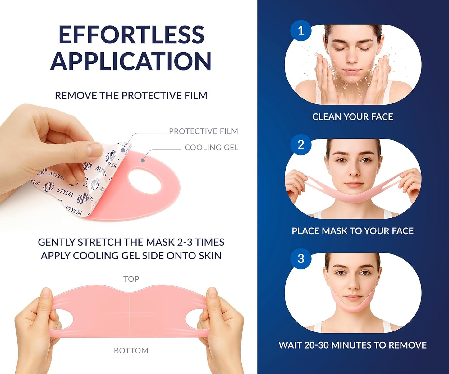 Halneit V Line Lifting Collagen Face Mask - Double Chin Strap for Women - Jawline Shaper Face Lift Tape - Neck Lift Collagen Mask - Chin Strap for Sleeping - Hyaluronic Acid, Aloe Vera, Cica 10PC